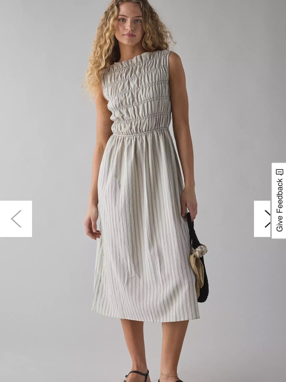 Daisy Street Striped Shirred Sleeveless Midi Dress size medium